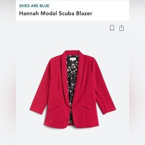 Skies Are Blue Hannah Model Scuba Blazer